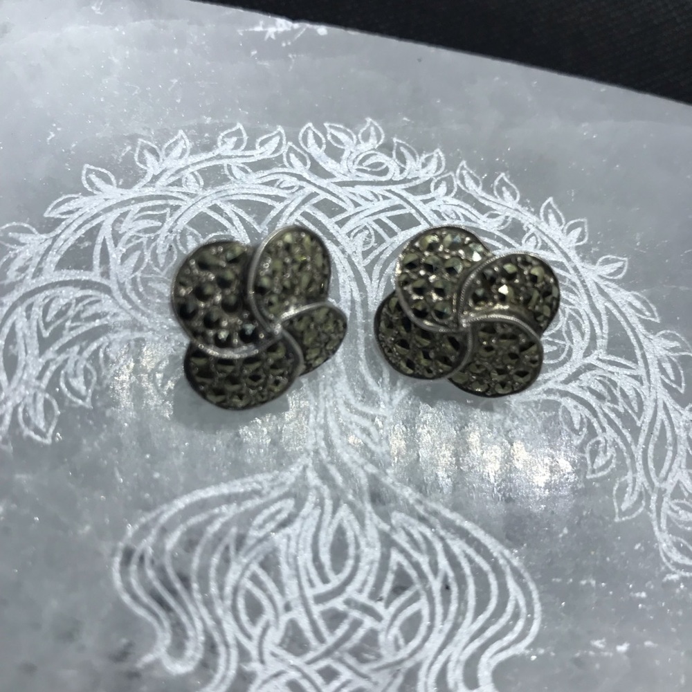 SS marcasite post back earrings